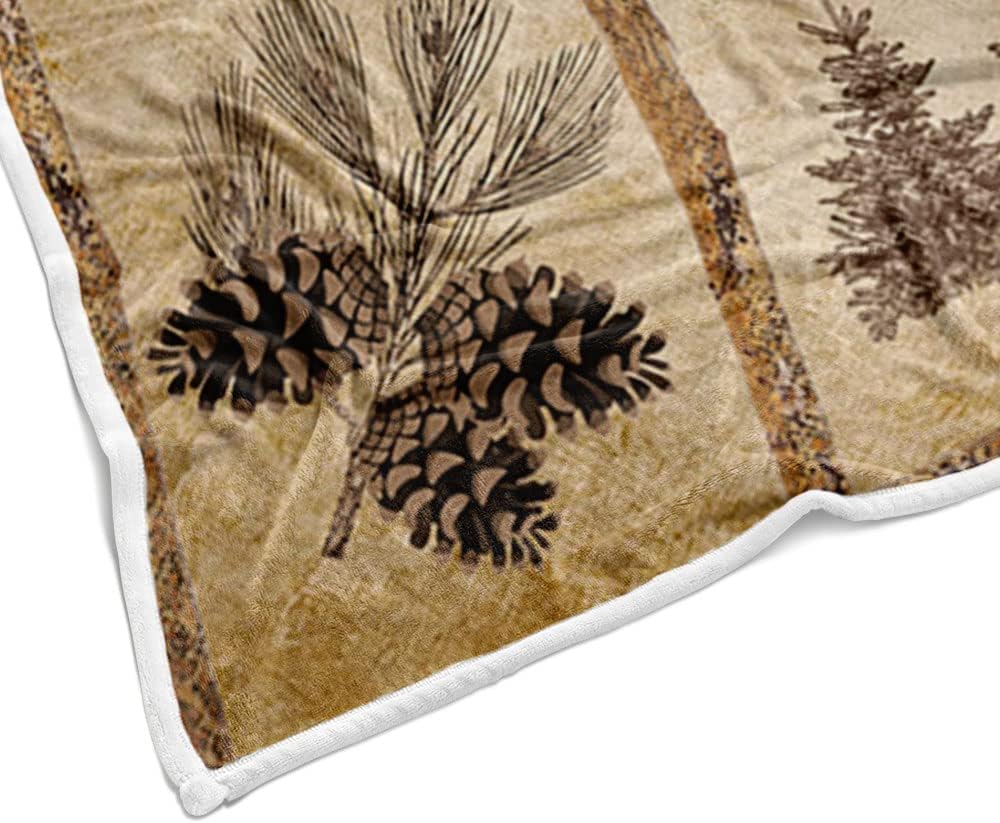 Rustic Cabin Throw Blankets, Farmhouse Country Antique Bear Moose Forest Vintage Wood Cozy Warm Bed Couch Blanket, Hunting Camping White Fleece Flannel Throws to Decorate The Room and Bedroom