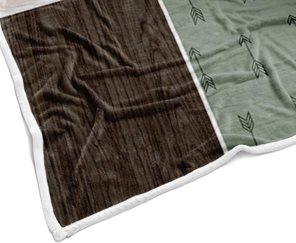 Torich Cabin Retro Rustic Lodge Flannel Throw Blankets, Bear Deer Country Hunting Wild Animal Cozy Warm Bed Couch Blanket, White Fleece Flannel Throws to Decorate The Room and Bedroom Camping Travel