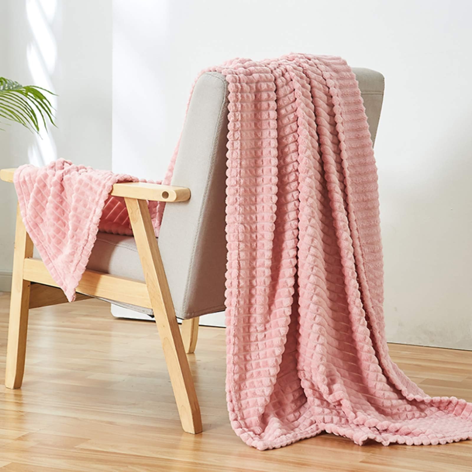 Simple&Opulence Teal Fleece Throw Blanket Lightweight Super Soft Cozy Flannel Blanket with Wave Textured for Sofa Couch Bedroom Decor Camping 50x60 Inches All Season Use（Wave Teal