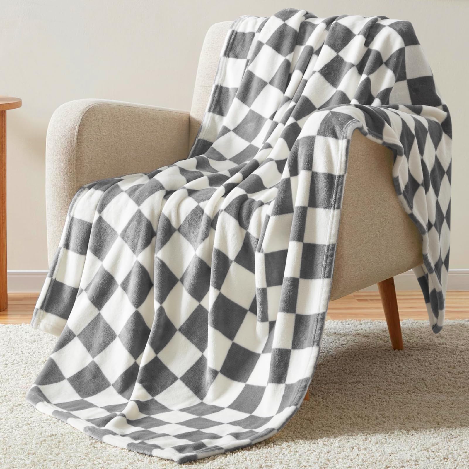 Homelike Moment Fleece Throw Blanket Twin Size, Pink Soft Fluffy Twin Blanket, Fuzzy Cozy Plush Flannel Blankets for Sofa, Comfy Warm Lightweight Twin Bed Blanket Striped (Pink, 60x80IN)