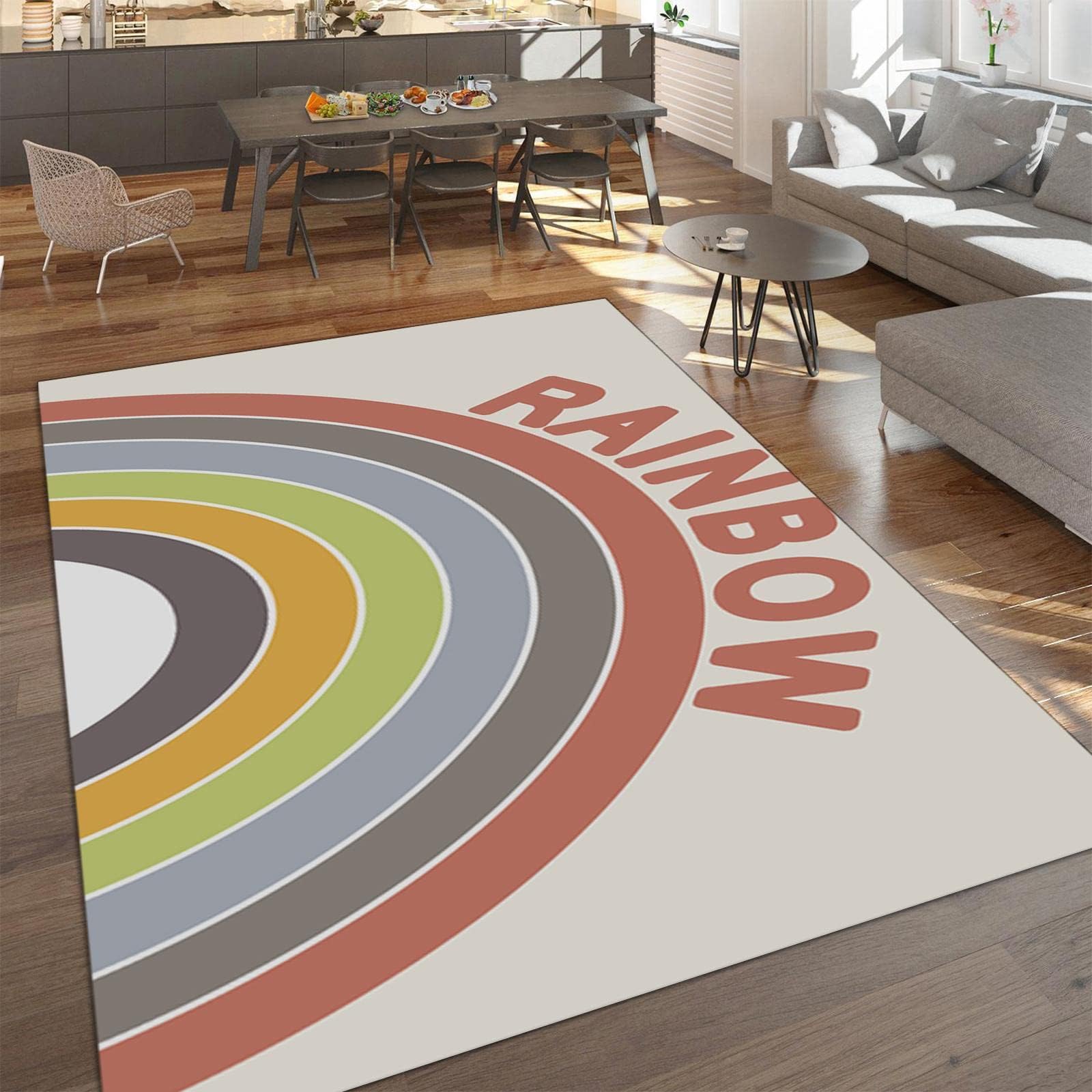 Nordic Modern Pink and White Marble Carpet for Living Room, Area Rugs 8x10ft, Boho Creative Rose Gold Geometric Library Rug, Soft Flannel with Anti-Slip Backing for Bedroom Room Boy Girl Room