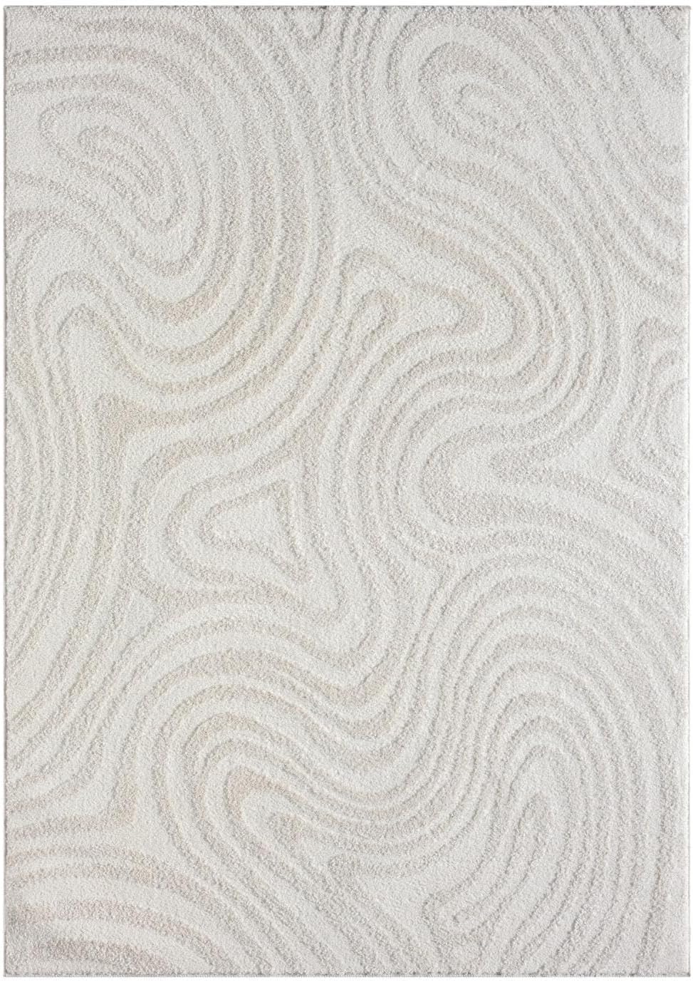 LUXE WEAVERS Geometric Swirl Cream 5x7 Area Rug High Low Modern Carpet
