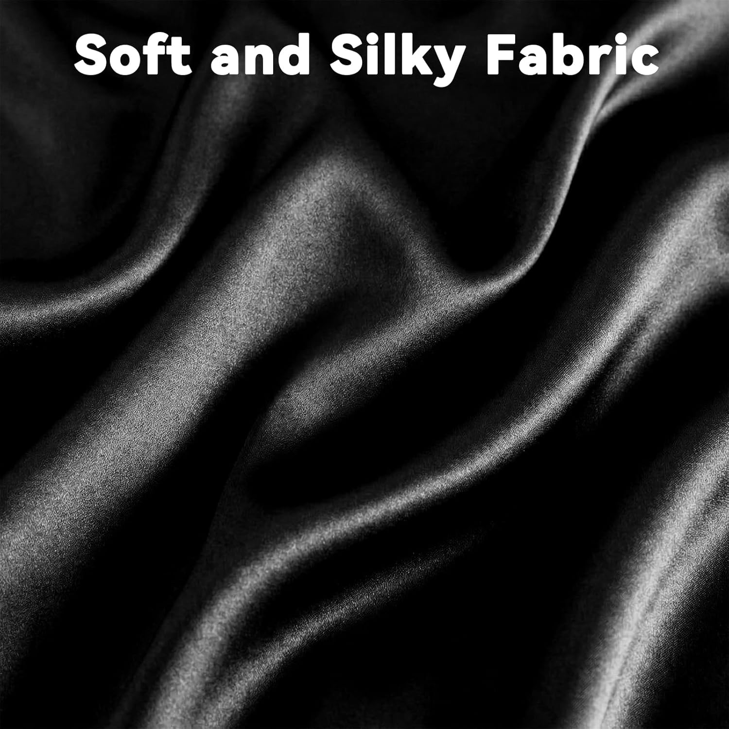 Thmyo 3-Piece Satin Bedding Set,Satin Fitted Sheet with Pillowcases,Soft Comfort Hypoallergenic Breathable Bedding Set (1 Fitted Sheet+2 Pillowcases) (Black, Twin)