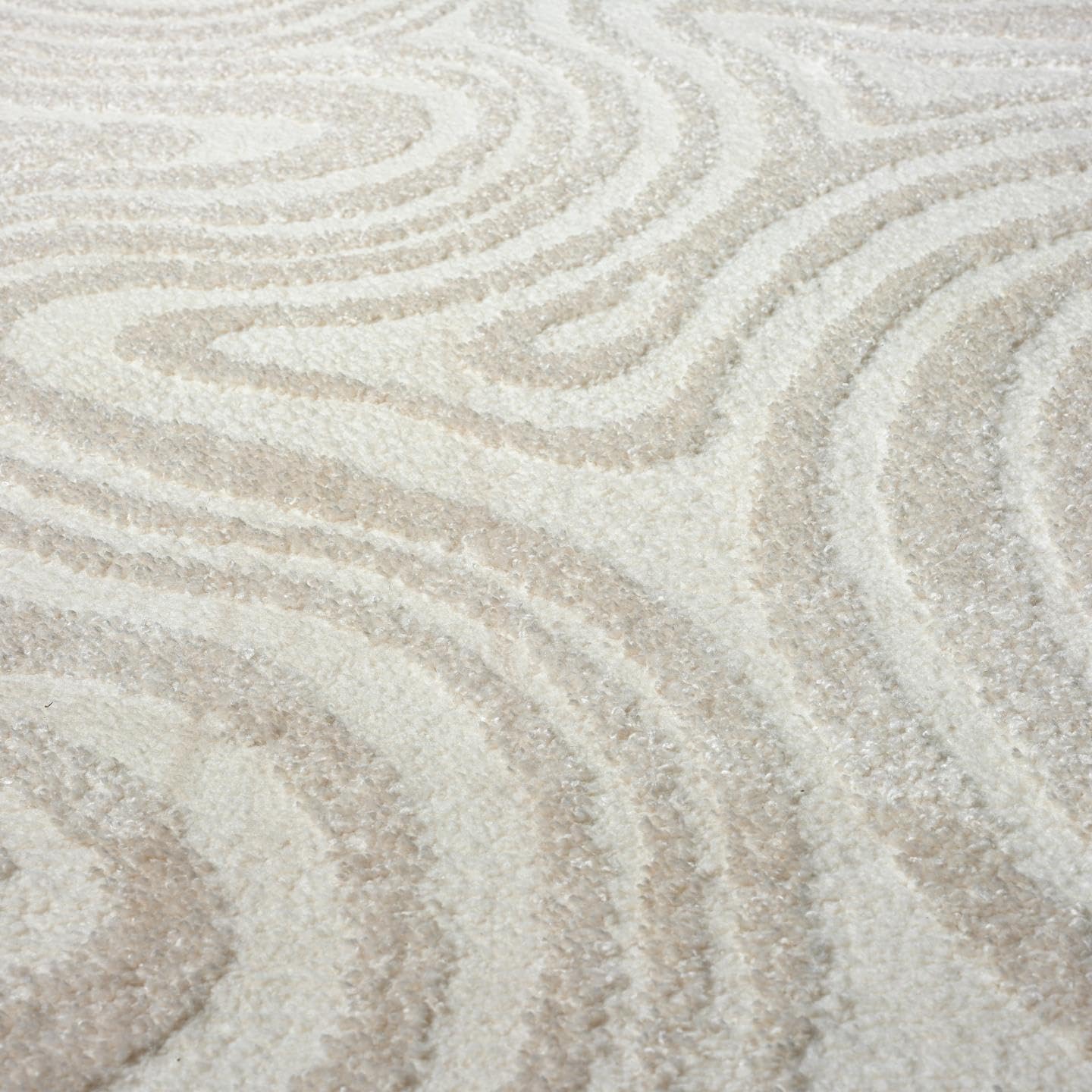 LUXE WEAVERS Geometric Swirl Cream 5x7 Area Rug High Low Modern Carpet