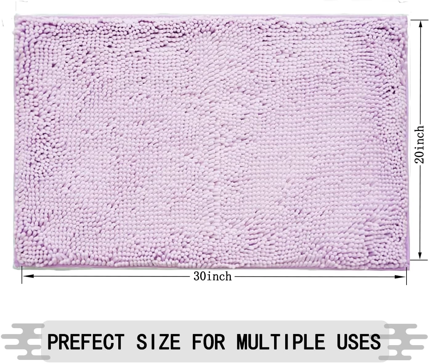 Bathroom Rugs 32x20,Super Absorbent Soft,Thick,Machine Washable Chenille Bath Mat,Non Slip Toilet Floor Rug,Bath Mats for Bathroom Floor, Home Decor Accessories,Lavender Purple