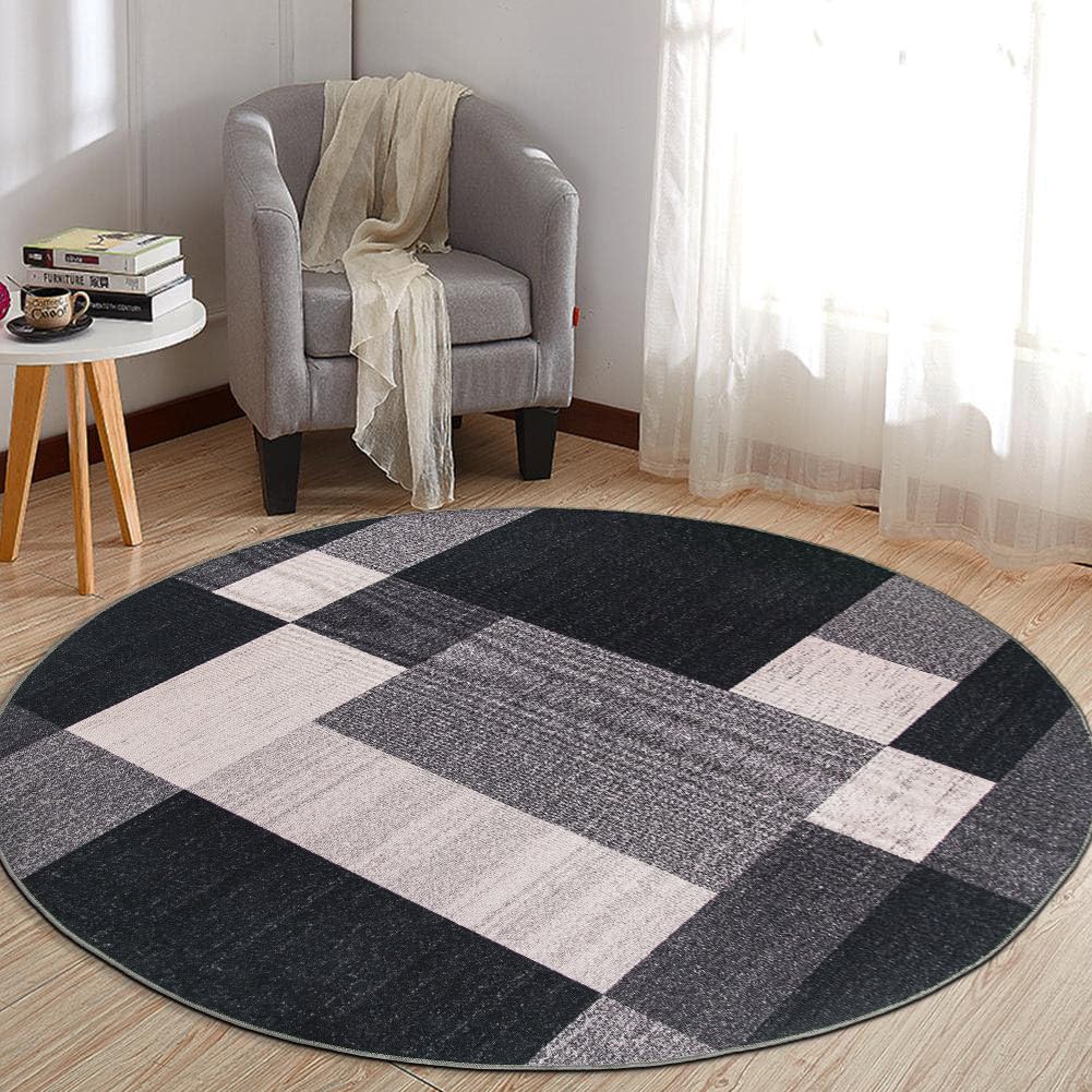 Rugshop Contemporary Blue Geometric Boxes Non-Slip Area Rug Non-Shedding for Living Room, Dining Room and Office, 5'3" x 7'3"