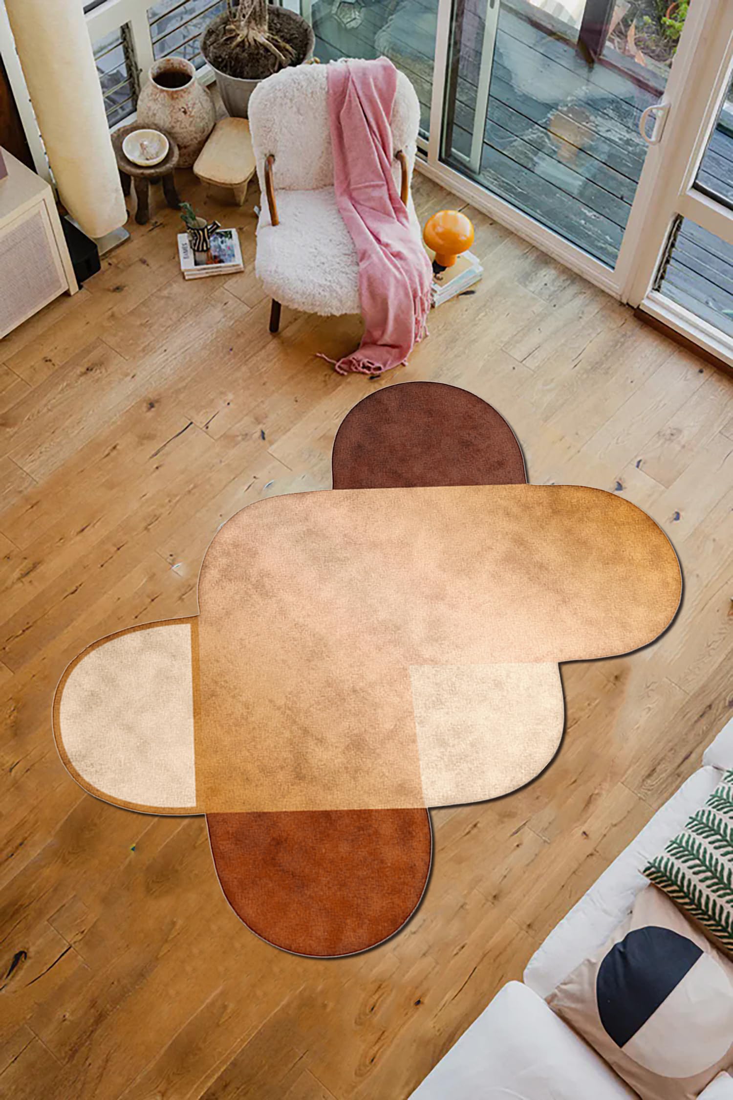 Modern Abstract Irregular Geometric Area Rug Off-White Olive Green Washable Faux Wool Rugs for Diningroom Living Room Bedroom Nordic Boho Nursery Playroom Entryway Dorm Soft Low Pile Shag Carpet 3x5