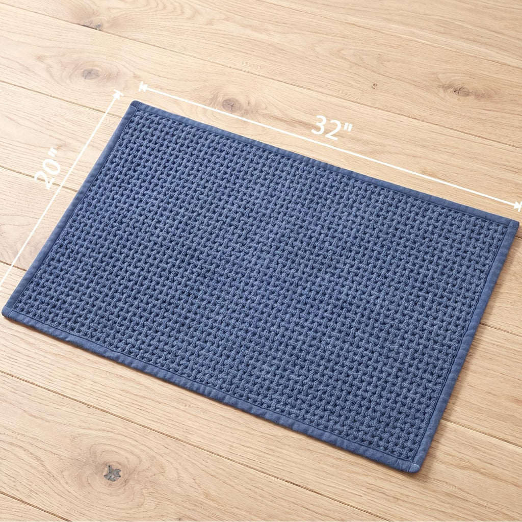 Bathroom Rugs Non Slip Washable, Super Absorbent Thin Bath Mat for Small Quick Dry Low Pile Bathroom Rug, (Navy Blue, 32″x20″)