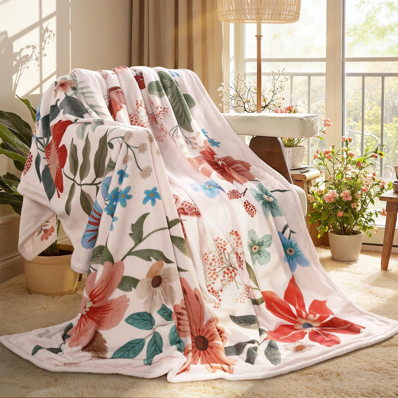 Lahome Rerto Fleece Blanket for Women Boho Bedroom Decor, Small Throw Blanket for Couch Bed Chair Cover, Decorative Fleece Blanket Throws Mom Gift Vintage Home Decor, Bohemian Colorful 50x60