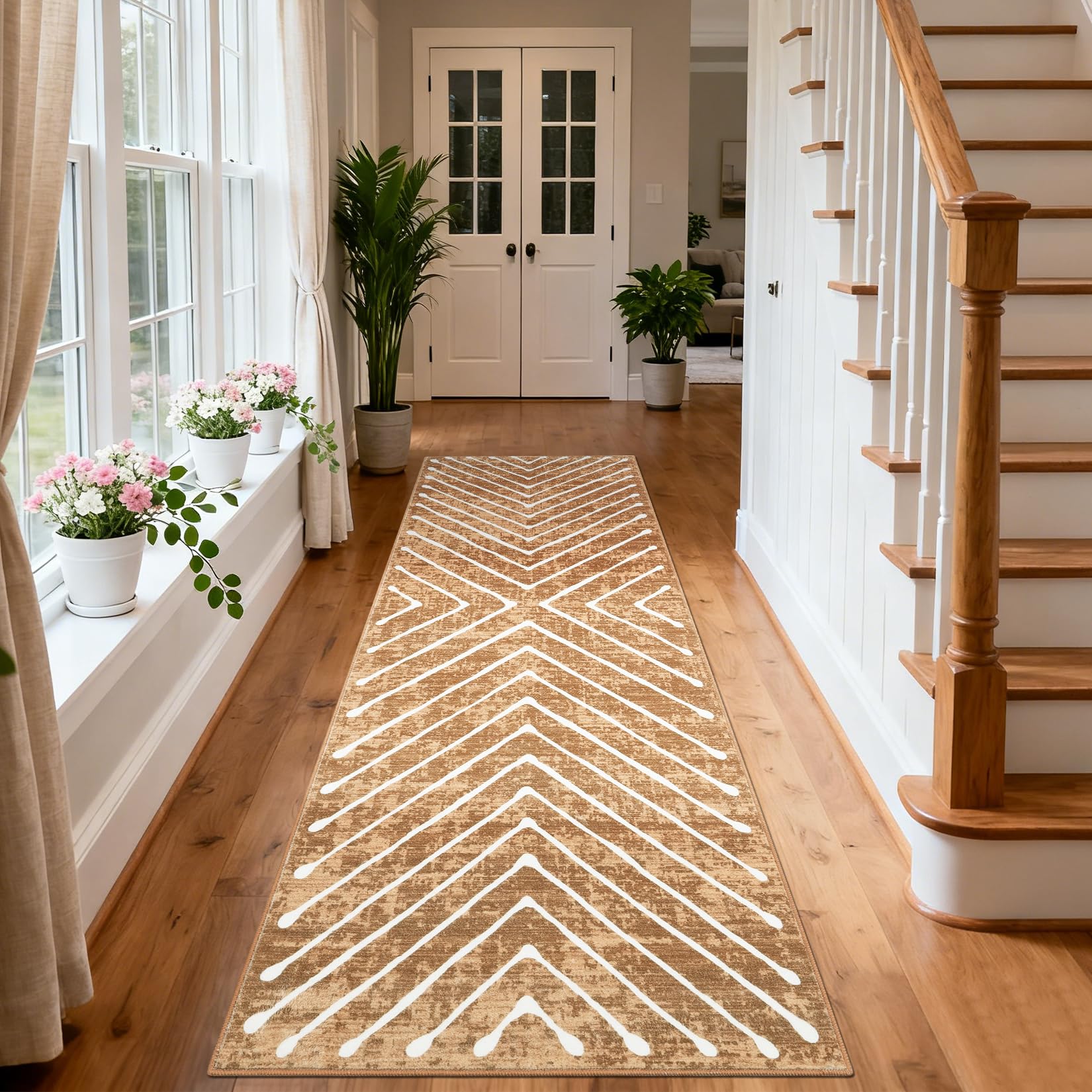 Area Rug 9x12 Living Room Rug Non Slip Modern Bedroom Stain Resistant Dining Room Throw Carpet Geometric Low Pile Untra Soft Contemporary Accent Carpet for Home Office, White&Black