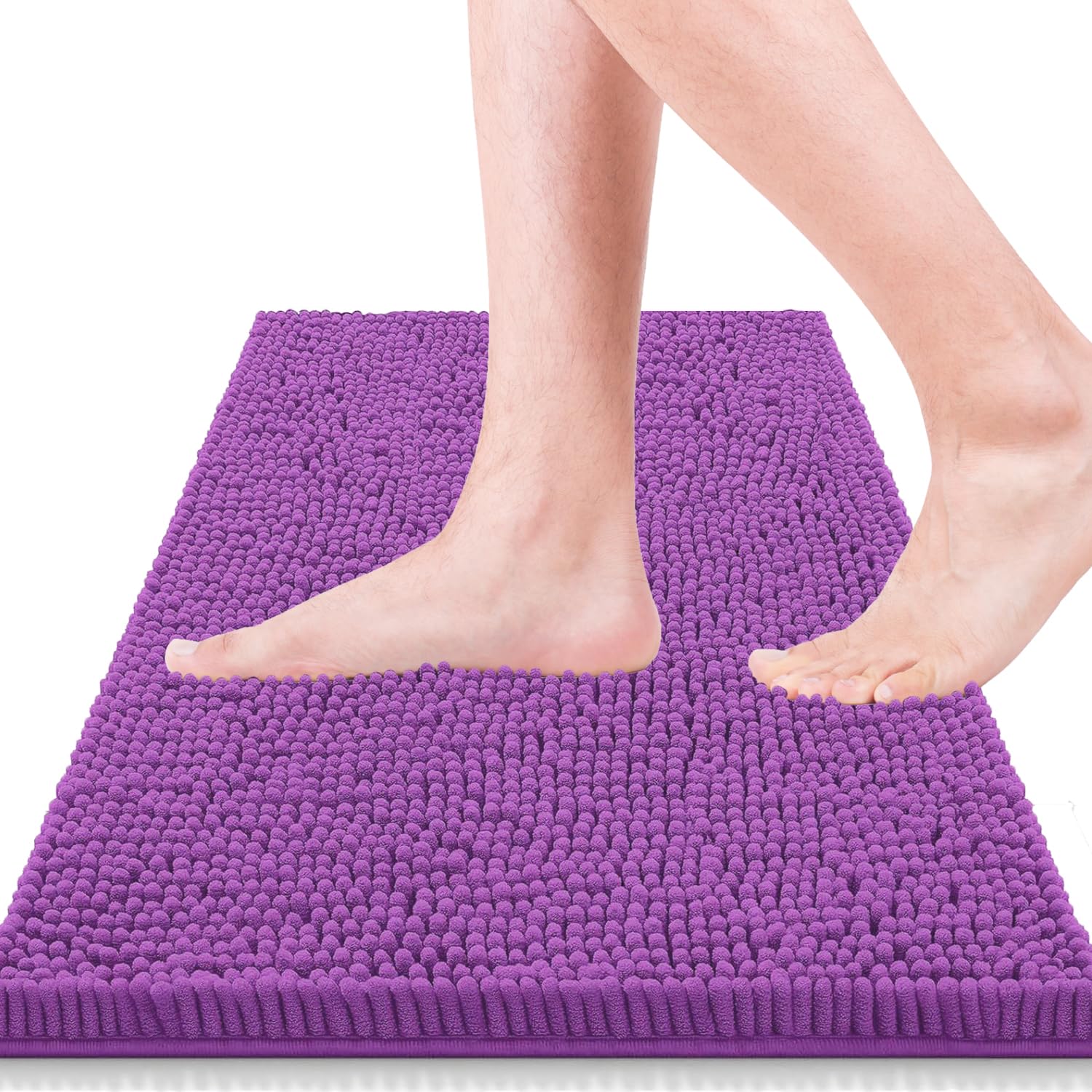 Bathroom Rugs 32x20,Super Absorbent Soft,Thick,Machine Washable Chenille Bath Mat,Non Slip Toilet Floor Rug,Bath Mats for Bathroom Floor, Home Decor Accessories,Lavender Purple