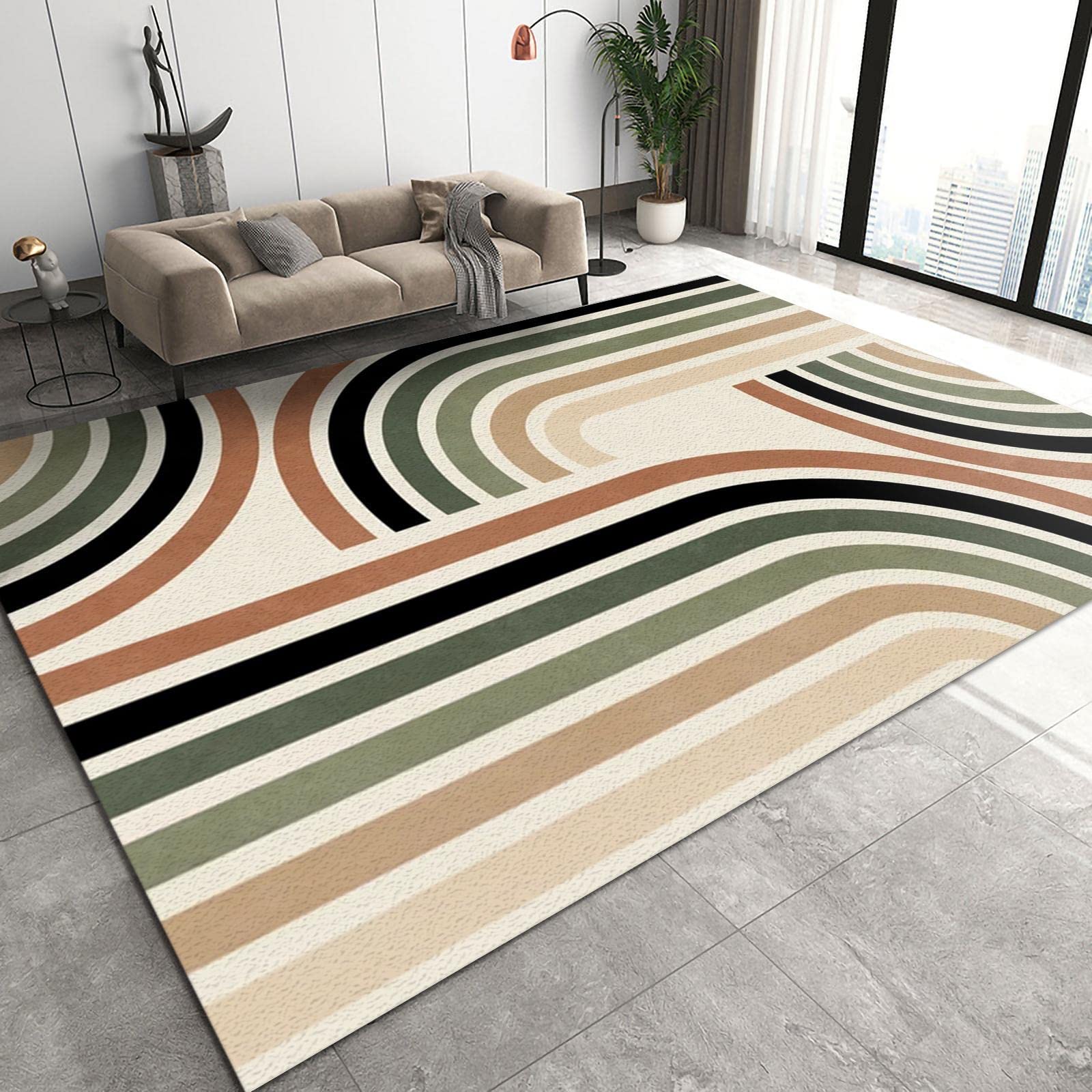 Nordic Modern Pink and White Marble Carpet for Living Room, Area Rugs 8x10ft, Boho Creative Rose Gold Geometric Library Rug, Soft Flannel with Anti-Slip Backing for Bedroom Room Boy Girl Room