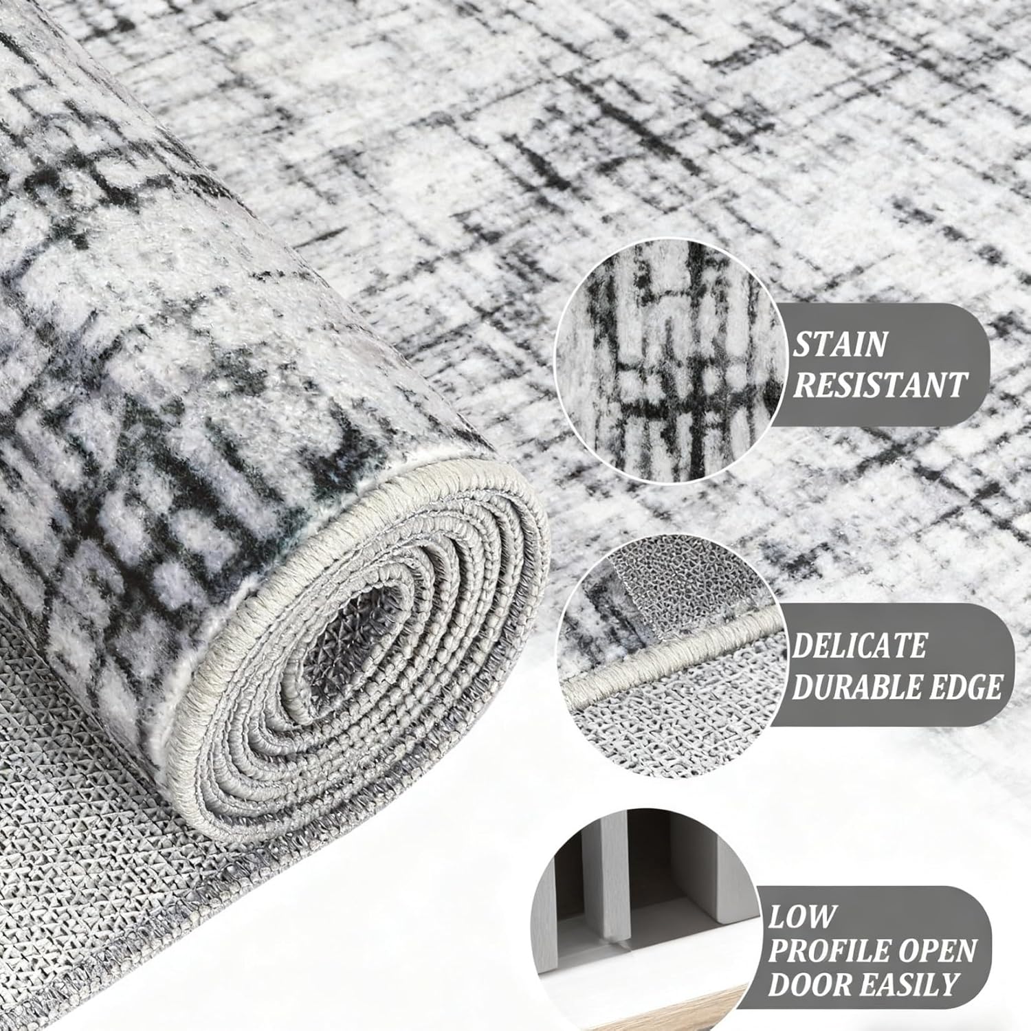 Modern Abstract Irregular Geometric Area Rug Off-White Olive Green Washable Faux Wool Rugs for Diningroom Living Room Bedroom Nordic Boho Nursery Playroom Entryway Dorm Soft Low Pile Shag Carpet 3x5