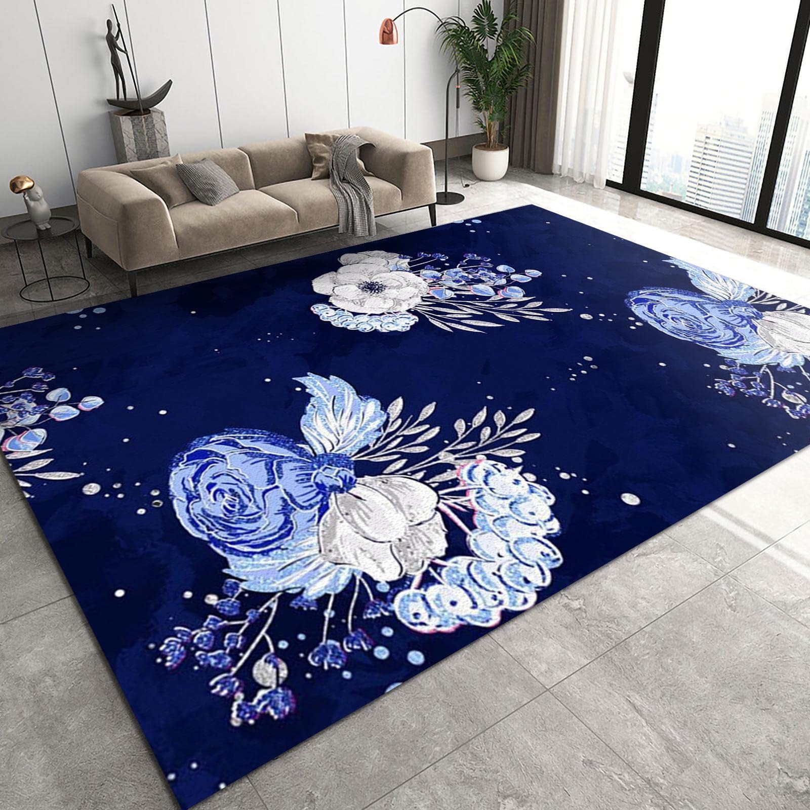 Nordic Modern Pink and White Marble Carpet for Living Room, Area Rugs 8x10ft, Boho Creative Rose Gold Geometric Library Rug, Soft Flannel with Anti-Slip Backing for Bedroom Room Boy Girl Room