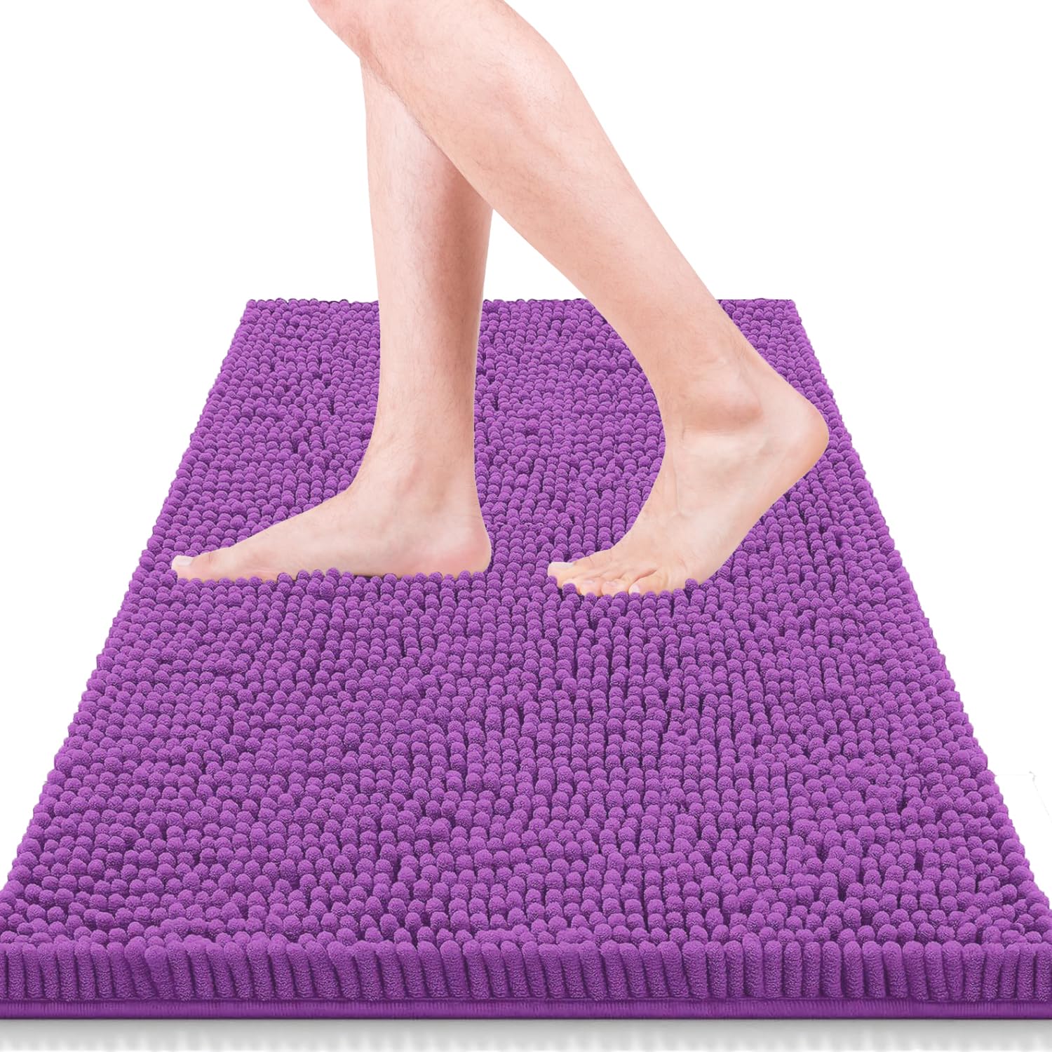 Bathroom Rugs 32x20,Super Absorbent Soft,Thick,Machine Washable Chenille Bath Mat,Non Slip Toilet Floor Rug,Bath Mats for Bathroom Floor, Home Decor Accessories,Lavender Purple