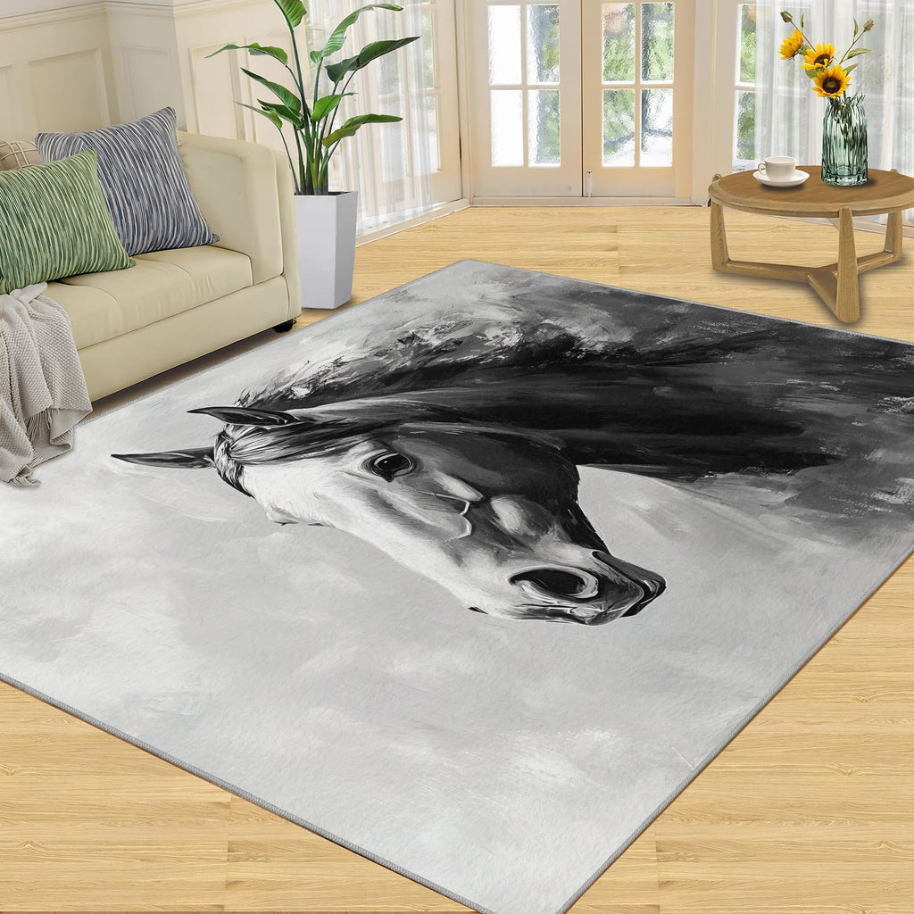 3D Geometric Rug - 4x4 Square Rug - Nordic Geometric Rugs for Living Room Bedroom, Blue Gradient Indoor Carpet - Washable Non Slip Soft Low Pile - Area Rugs & Home Decor