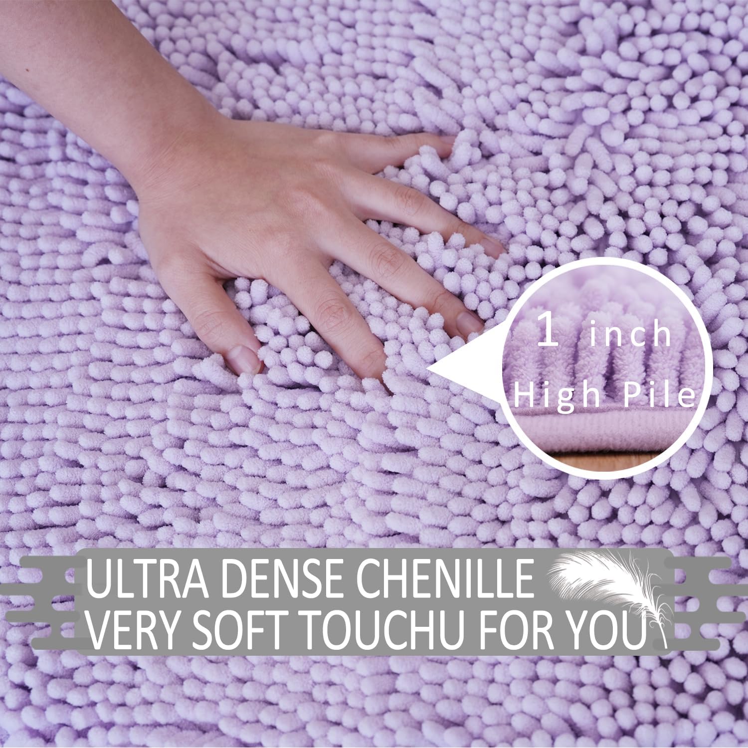 Bathroom Rugs 32x20,Super Absorbent Soft,Thick,Machine Washable Chenille Bath Mat,Non Slip Toilet Floor Rug,Bath Mats for Bathroom Floor, Home Decor Accessories,Lavender Purple