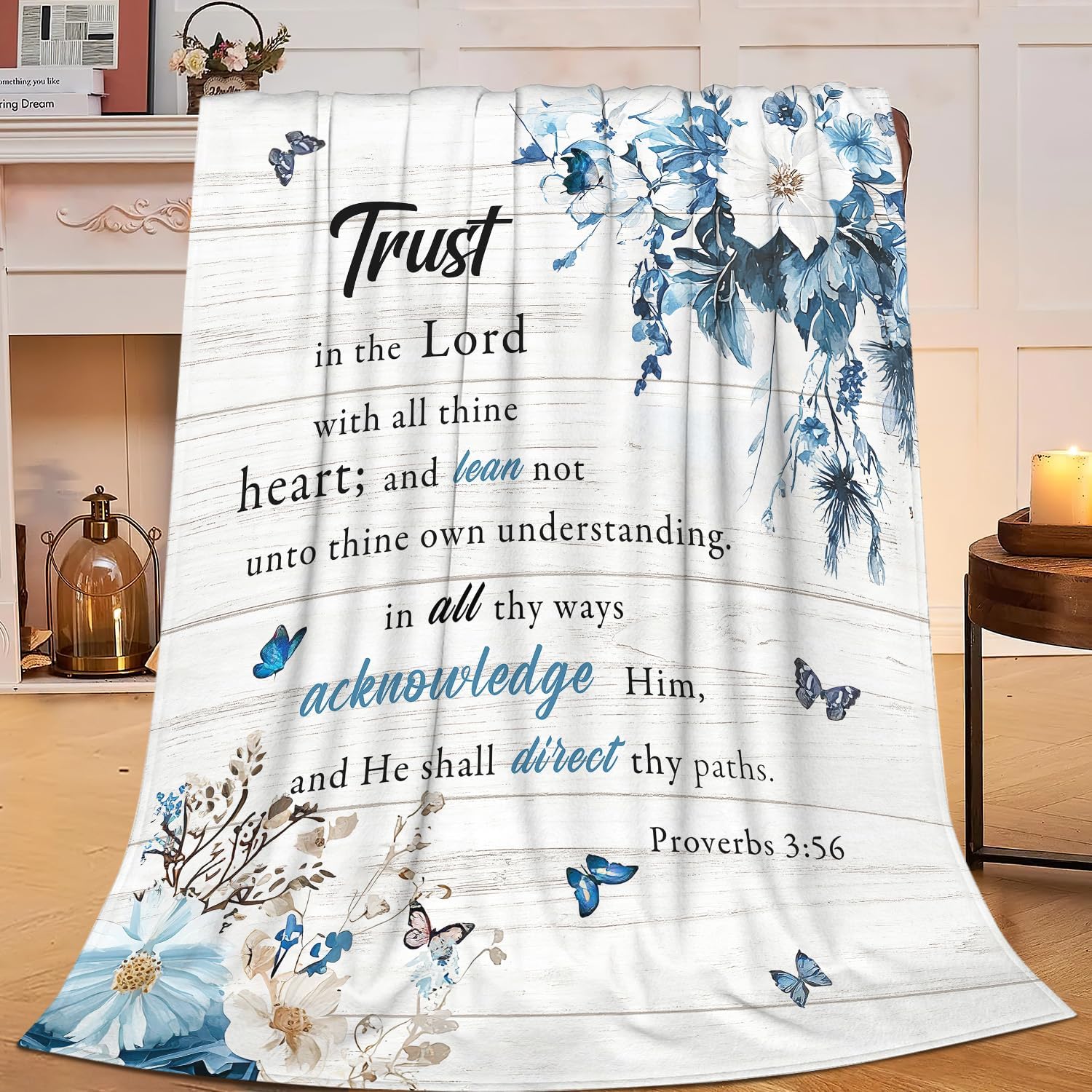 Christian Blanket Soft Warm Bible Verse Scriptures Fleece Throw Blanket Christian Gifts for Women Cozy Plush Fluffy Religious Trust in Lord Lightweight Flannel Gifts Blankets for Kids Adults 50"X40"
