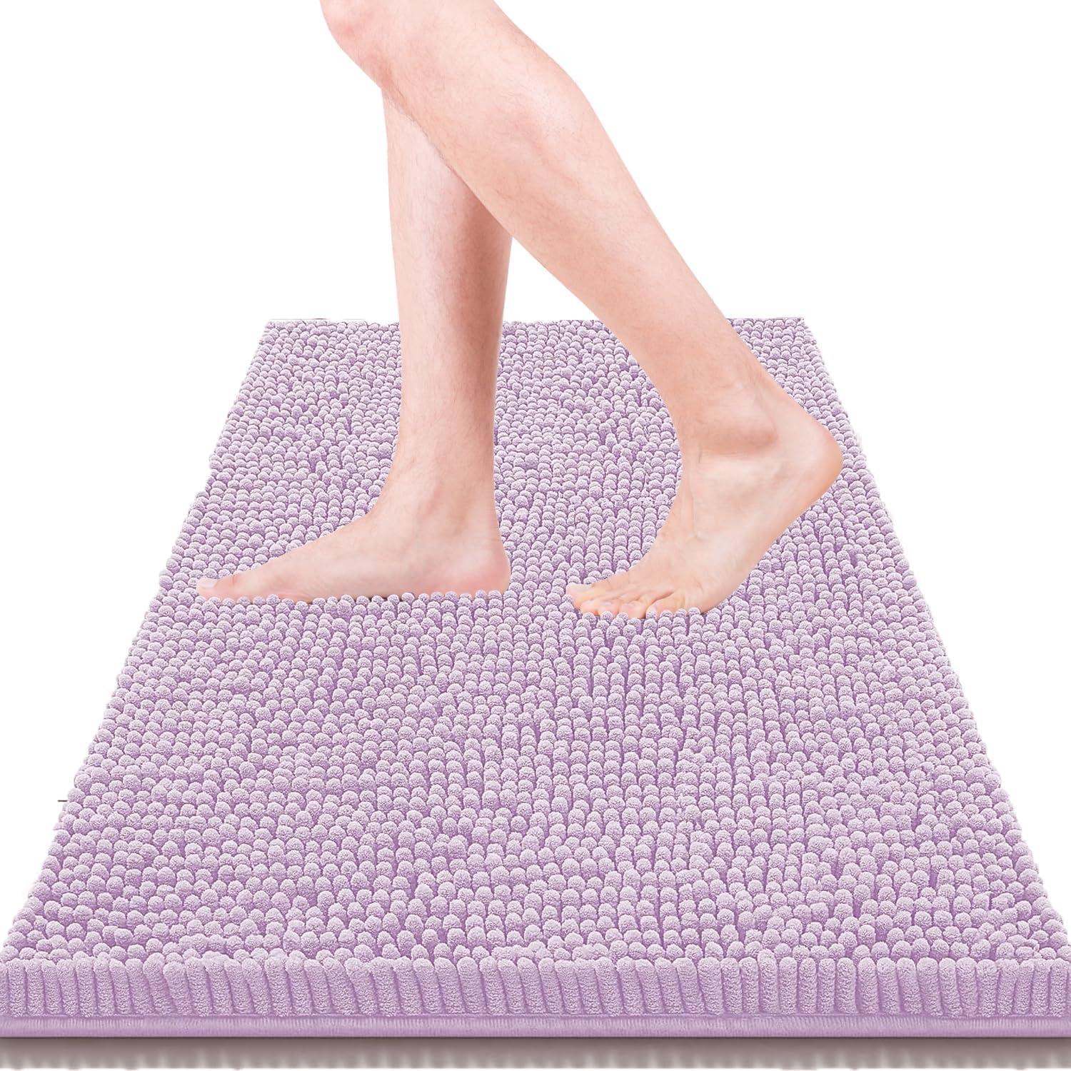 Bathroom Rugs 32x20,Super Absorbent Soft,Thick,Machine Washable Chenille Bath Mat,Non Slip Toilet Floor Rug,Bath Mats for Bathroom Floor, Home Decor Accessories,Lavender Purple