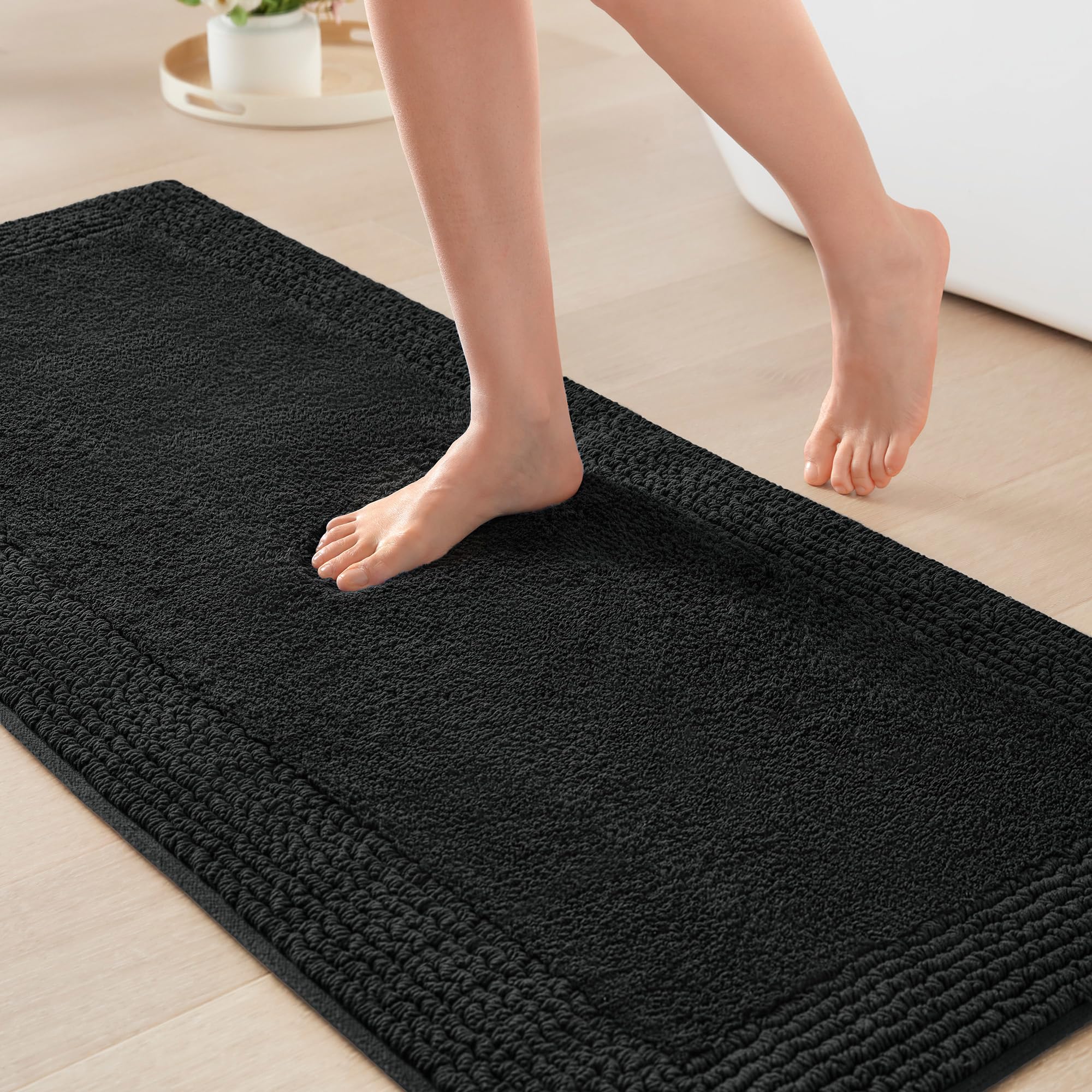 Madison Park Splendor Reversible 100% Cotton Tufted Bathroom Rug-3000 GSM Hotel Quality Luxurious Plush Medium Pile Bath Mat Absorbent, Quick Dry, Shower Room Décor, 20x30, White