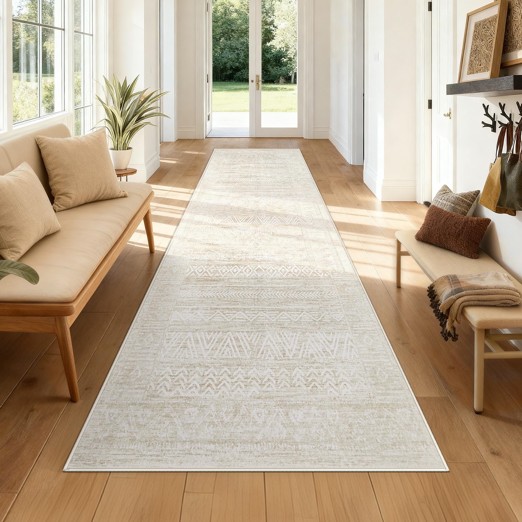 6x9 Area Rugs for Living Room: Washable Moroccan Geometric Boho Rug Farmhouse Non Slip Stain Resistant Large Rug Low Pile Soft Carpet for Bedroom Dining Room Home Office Children Room (Grey,6'x9')