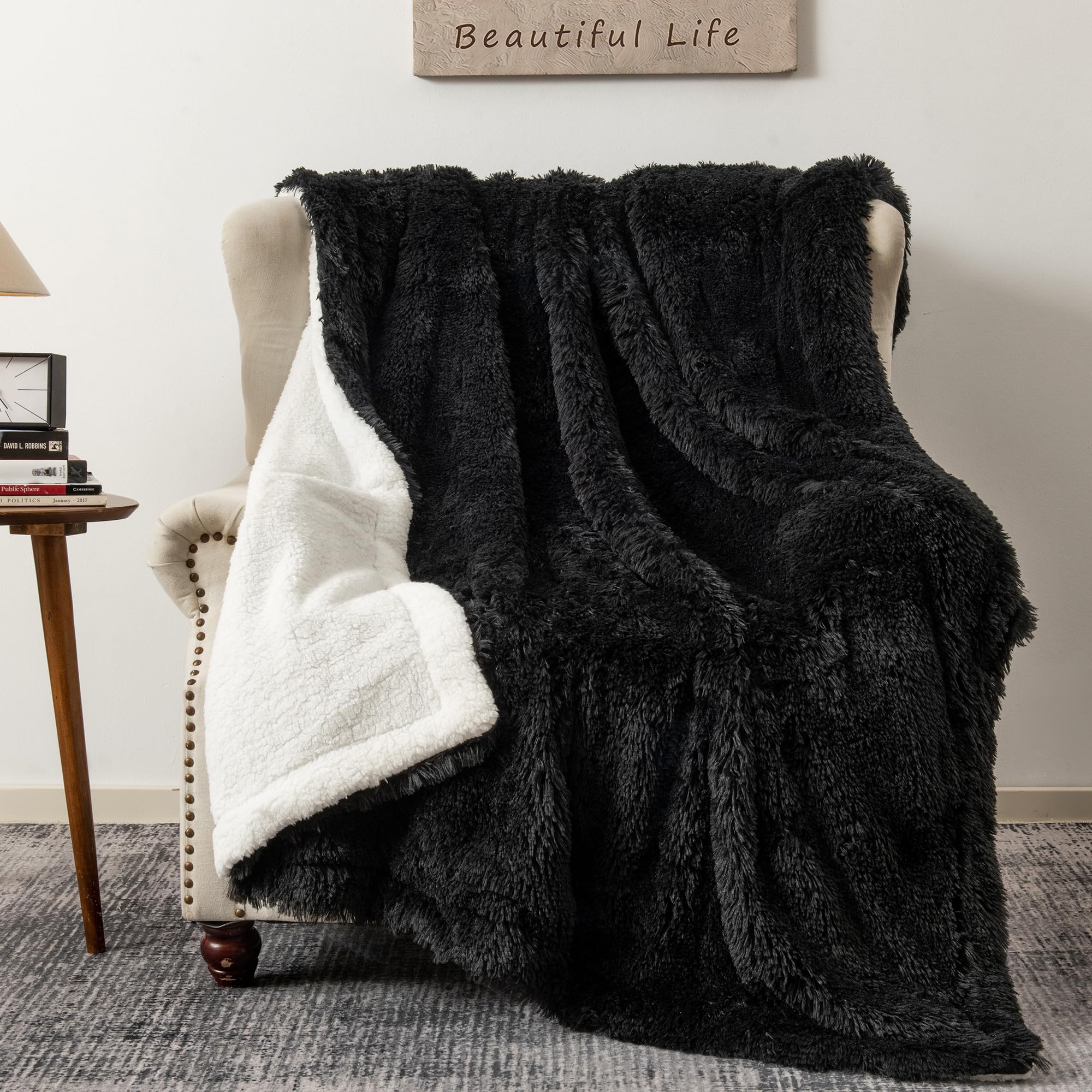 COOVA Ultra Soft Faux Fur Throw Blanket – Fuzzy Fluffy Cozy Microfiber Blankets, Warm Thick Plush Sherpa Fleece Throw Blanket for Couch,Bed,Sofa,Ideal Gift for Women.(Tie Dye Grey, 50"x60")