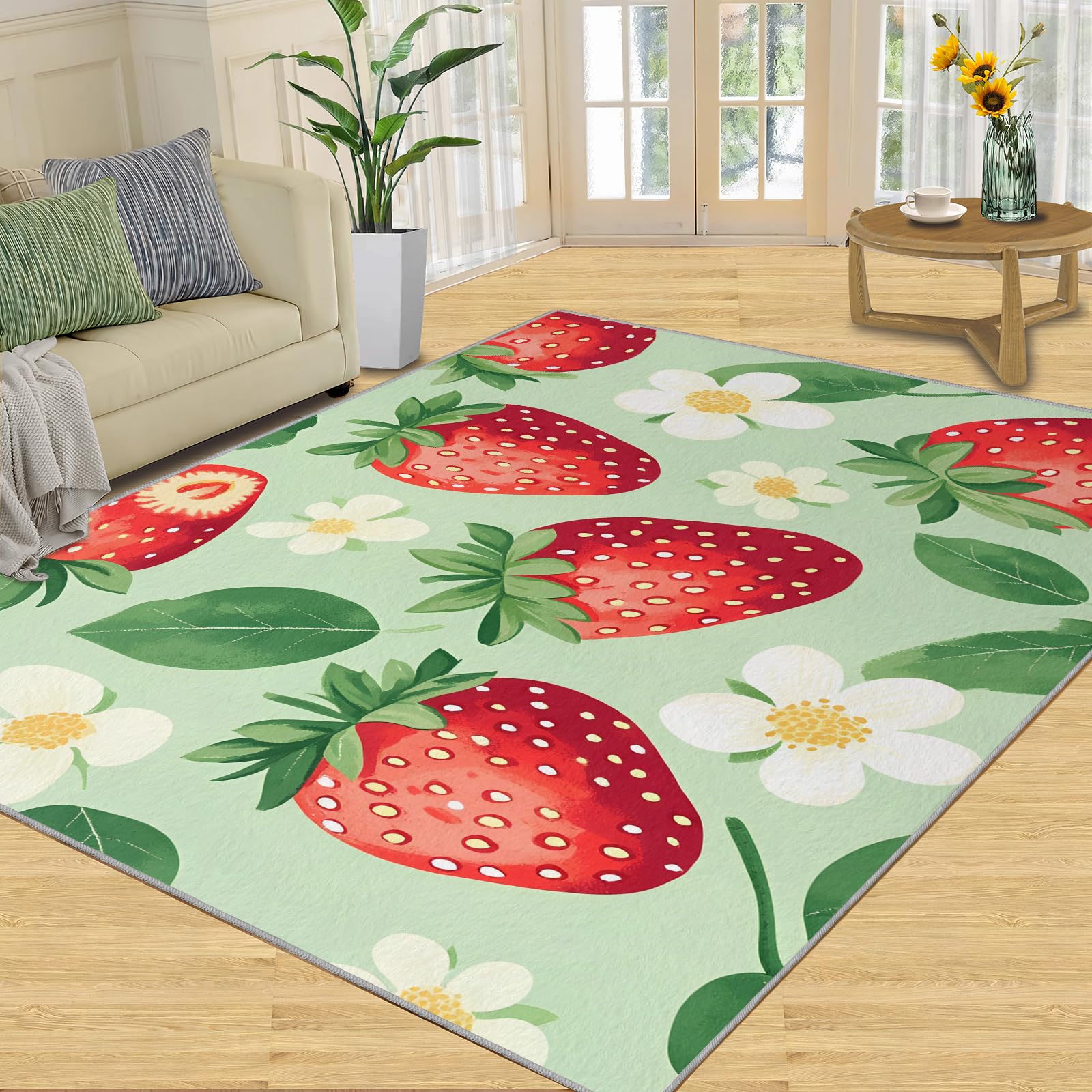 3D Geometric Rug - 4x4 Square Rug - Nordic Geometric Rugs for Living Room Bedroom, Blue Gradient Indoor Carpet - Washable Non Slip Soft Low Pile - Area Rugs & Home Decor