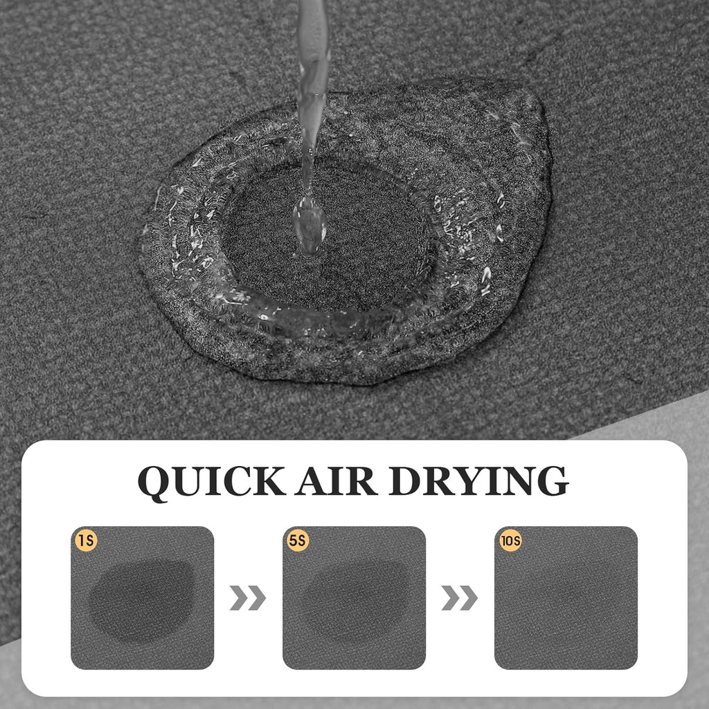 ACCUMTEK Non Slip Bath Mat, Thin Bathroom Rugs Fit Under Door, Quick Dry Bath Mats, Machine Washable Bath Rugs for Bathroom, Bathtub & Kitchen, Grey/Bordered/24 x17