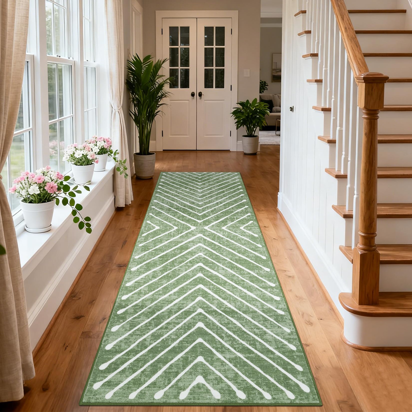 Area Rug 9x12 Living Room Rug Non Slip Modern Bedroom Stain Resistant Dining Room Throw Carpet Geometric Low Pile Untra Soft Contemporary Accent Carpet for Home Office, White&Black