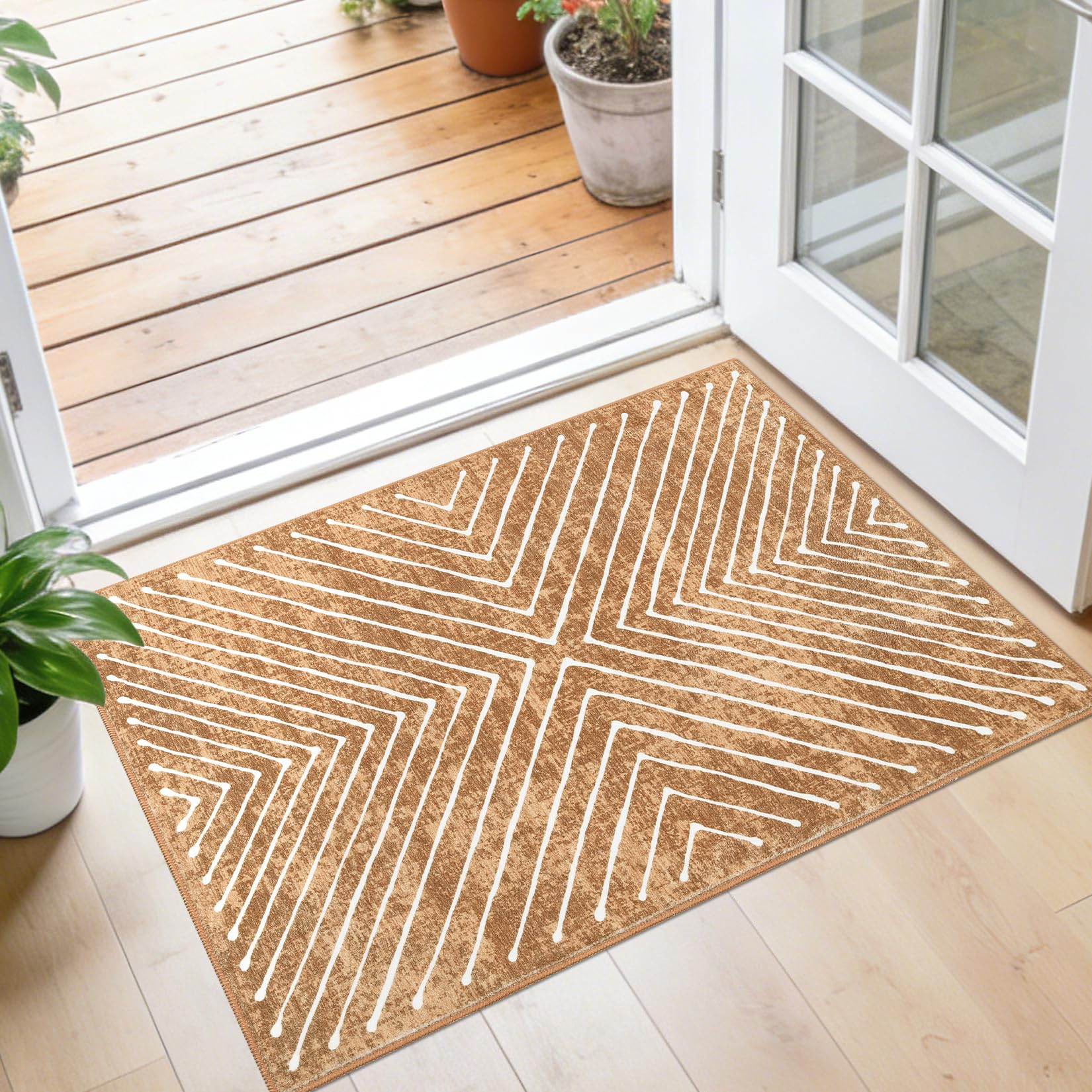 Area Rug 9x12 Living Room Rug Non Slip Modern Bedroom Stain Resistant Dining Room Throw Carpet Geometric Low Pile Untra Soft Contemporary Accent Carpet for Home Office, White&Black