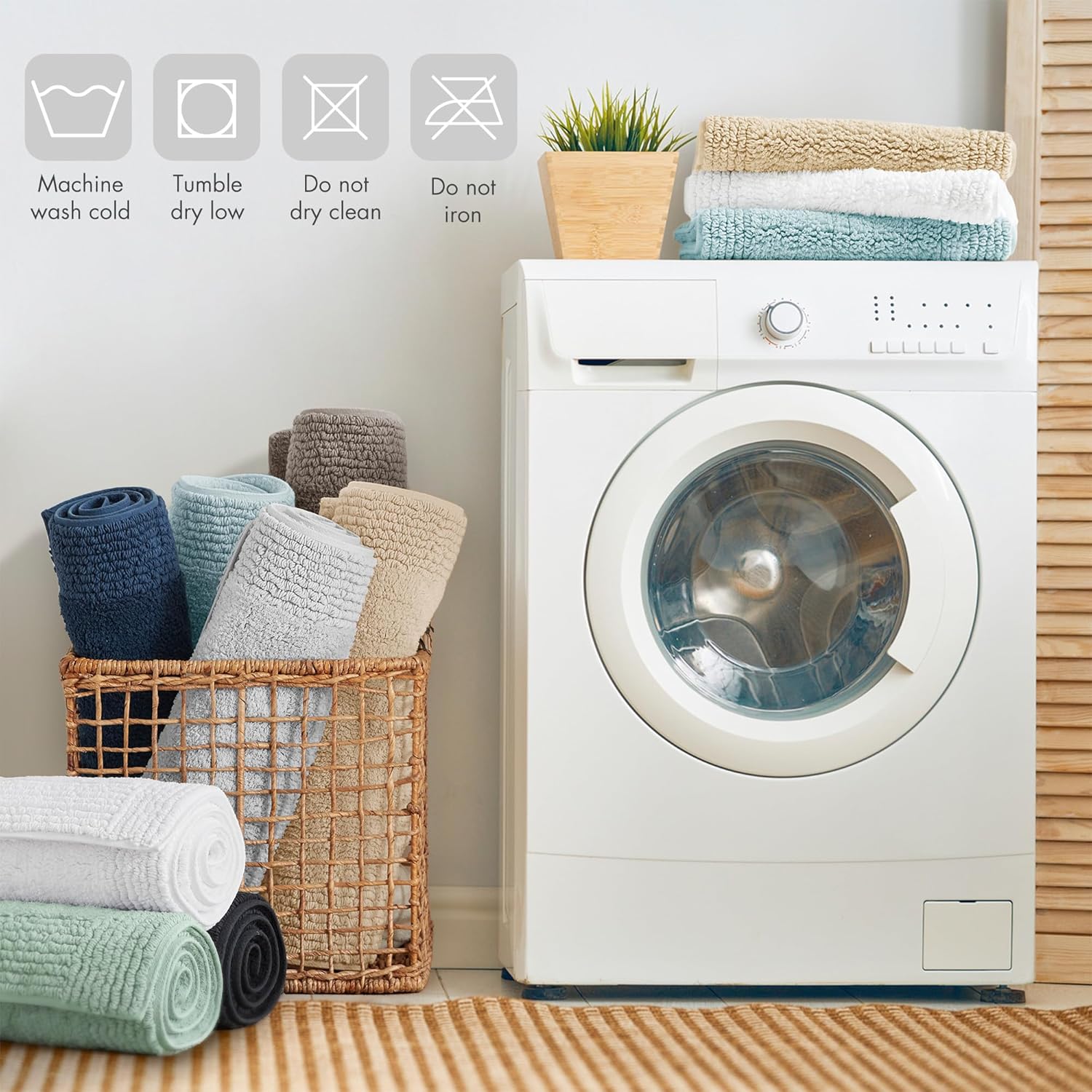 Madison Park Splendor Reversible 100% Cotton Tufted Bathroom Rug-3000 GSM Hotel Quality Luxurious Plush Medium Pile Bath Mat Absorbent, Quick Dry, Shower Room Décor, 20x30, White