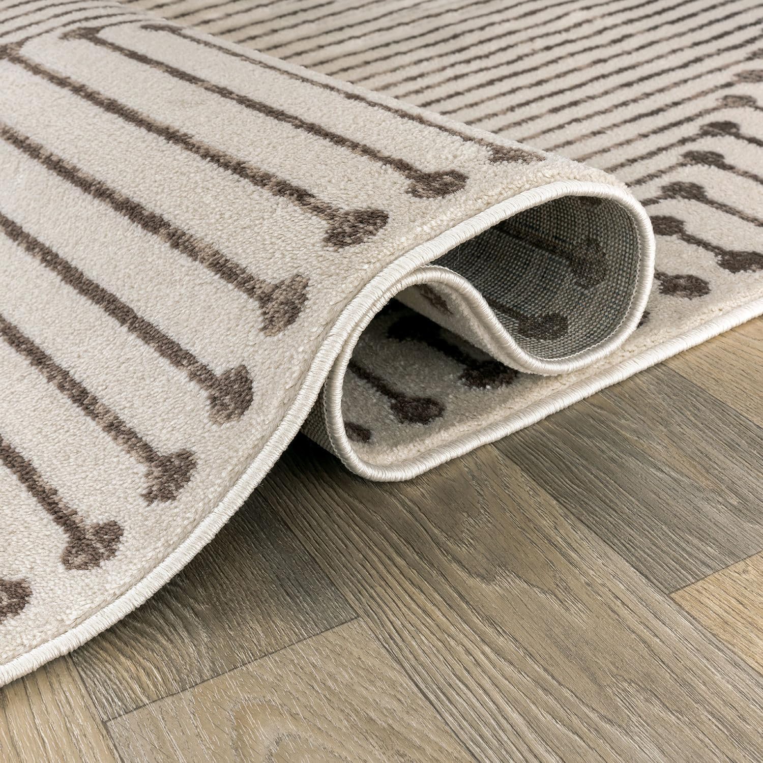 Rugshop Beige and Brown Geometric Area Rug – Soft Abstract Line Pattern Carpet for Living Room, Bedroom, or Office – Contemporary Neutral Decor Accent 5' x 7' Beige