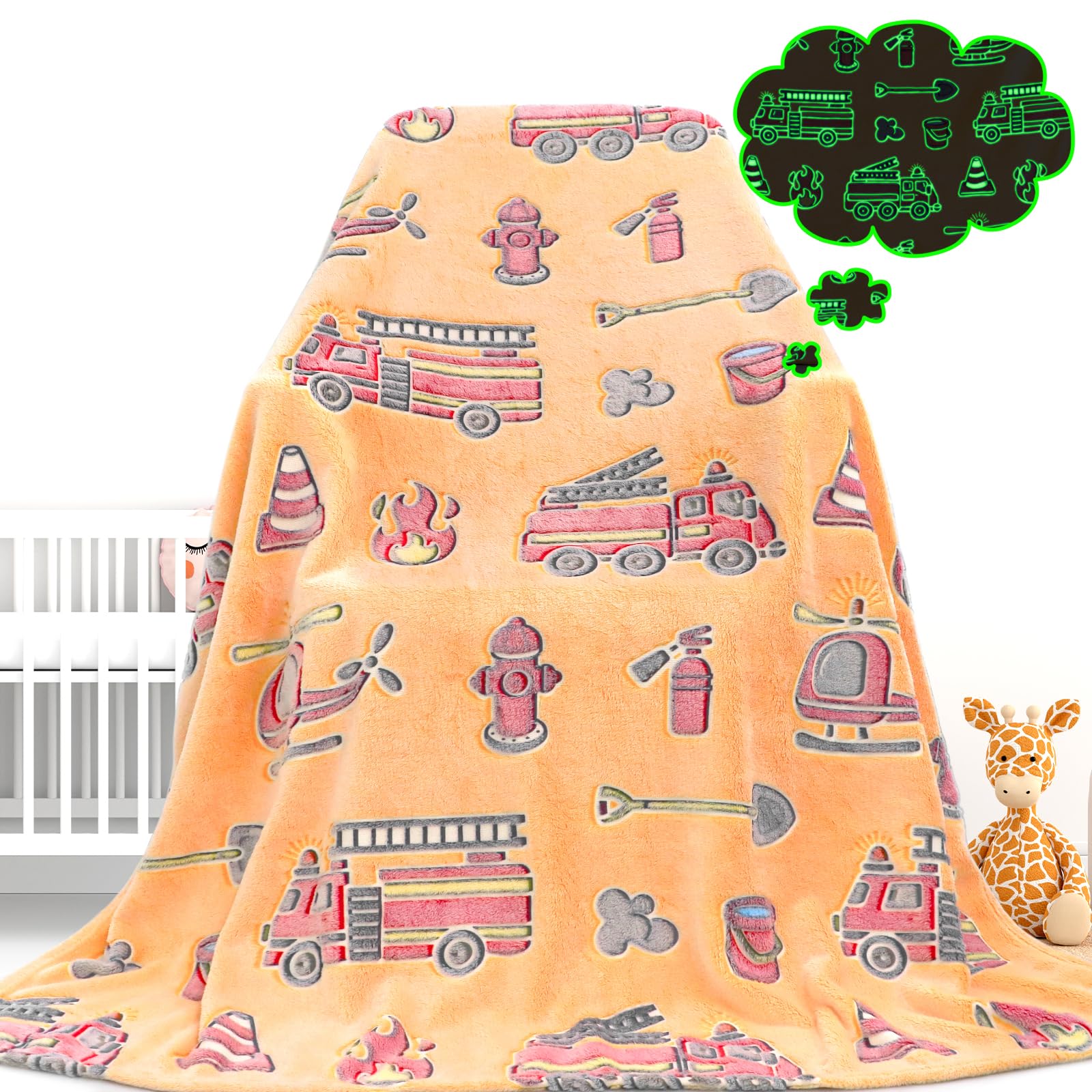 Mushroom Blanket Gifts for Women Girls Easter, Large Soft Cozy Fleece Throw Blanket, Cute Cottagecore Decor for Bedroom Sofa Couch Bed, Glow in the Dark Blanket, 60"x80"