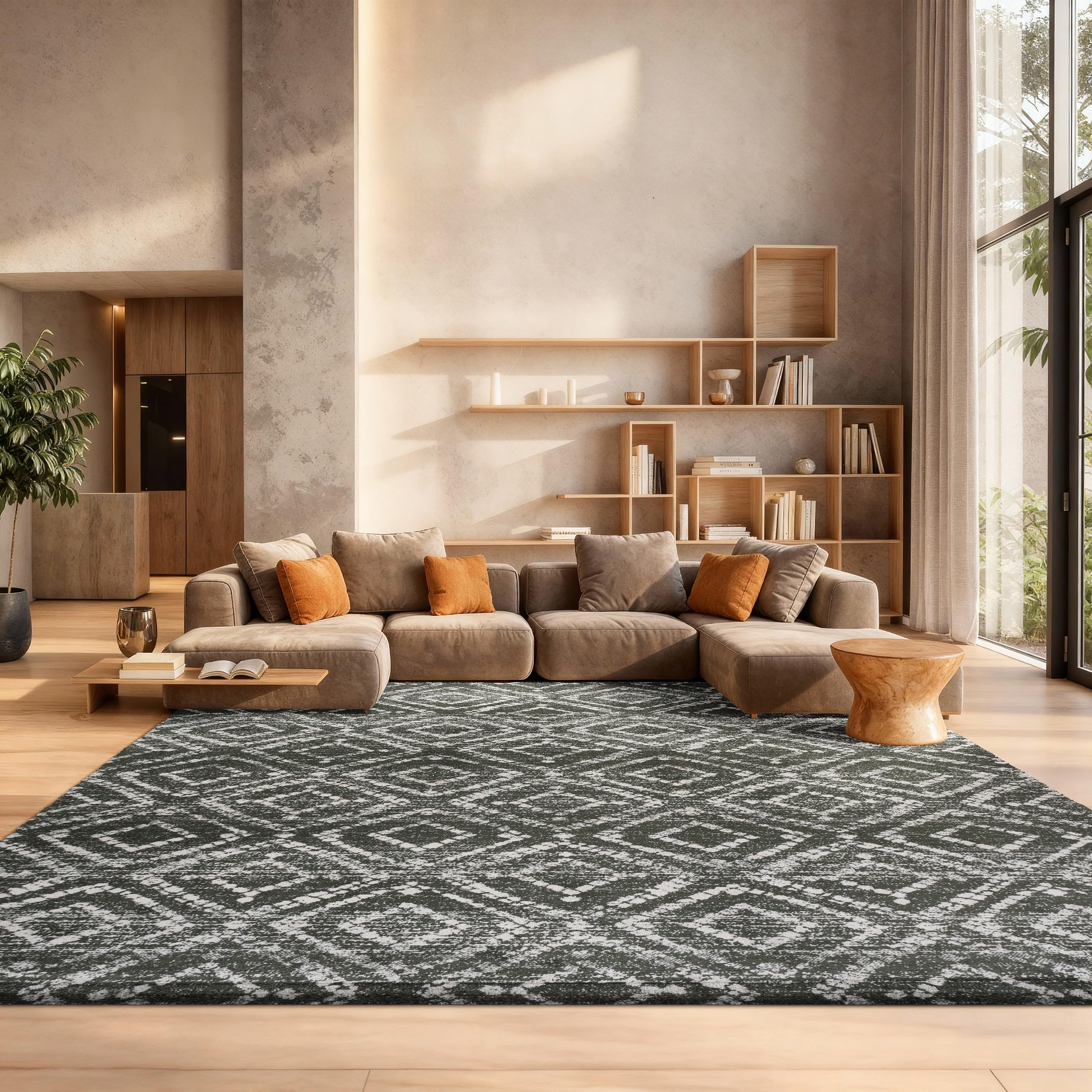 SAFAVIEH Area Rug 8x10 - Adirondack Collection - Large - Light Grey & Grey, Geometric Trellis Pattern, Non-Shedding & Easy Cleaning, Ideal for Living Room, Bedroom, Office, Dining Space (ADR131C)