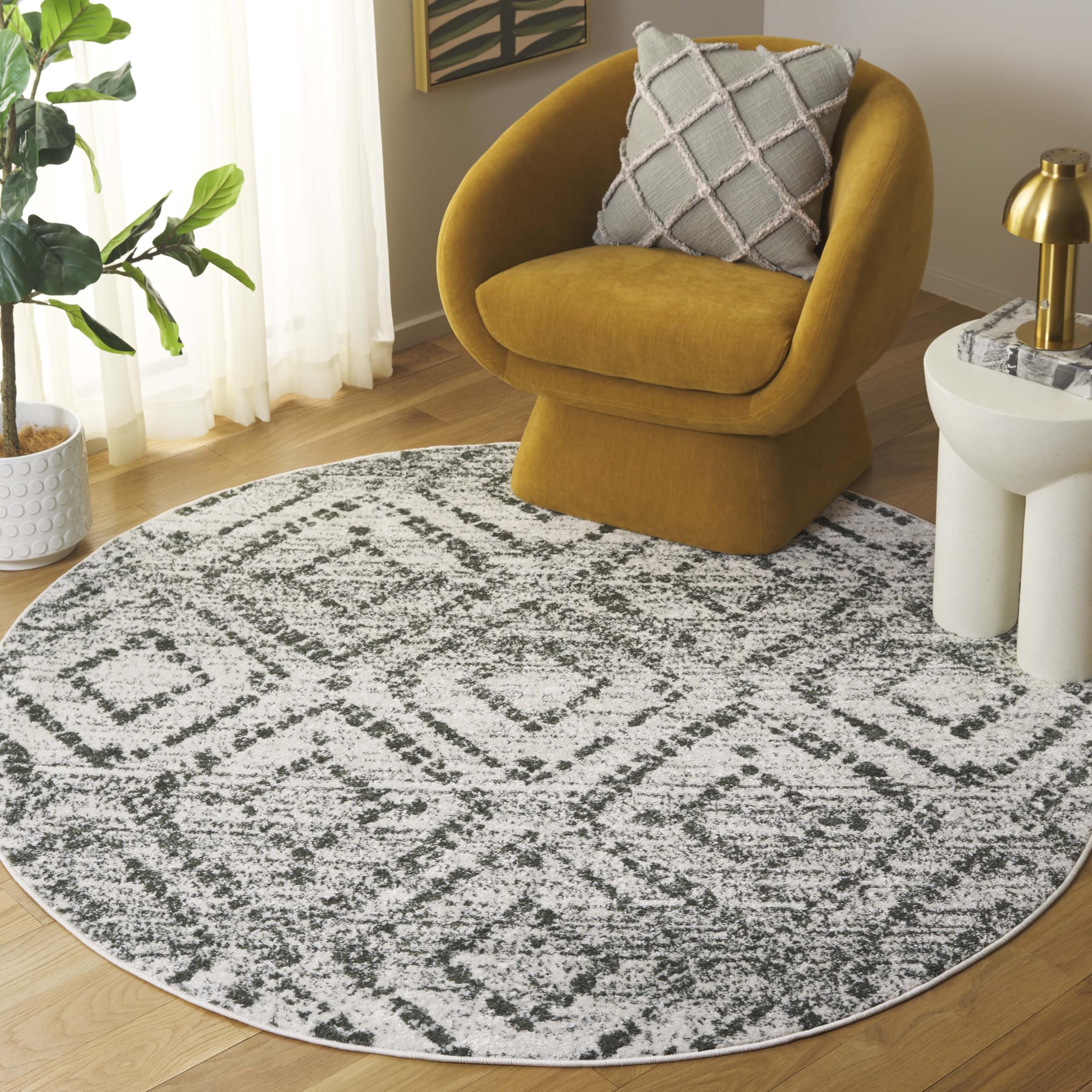 SAFAVIEH Area Rug 8x10 - Adirondack Collection - Large - Light Grey & Grey, Geometric Trellis Pattern, Non-Shedding & Easy Cleaning, Ideal for Living Room, Bedroom, Office, Dining Space (ADR131C)