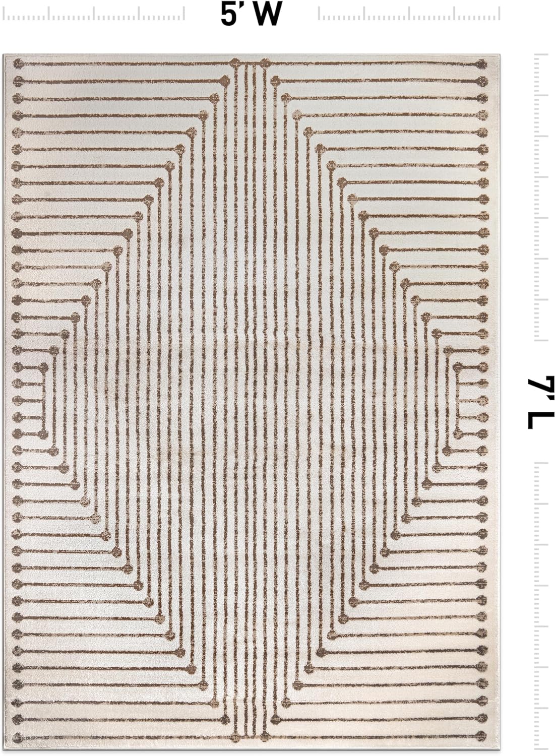 Rugshop Beige and Brown Geometric Area Rug – Soft Abstract Line Pattern Carpet for Living Room, Bedroom, or Office – Contemporary Neutral Decor Accent 5' x 7' Beige
