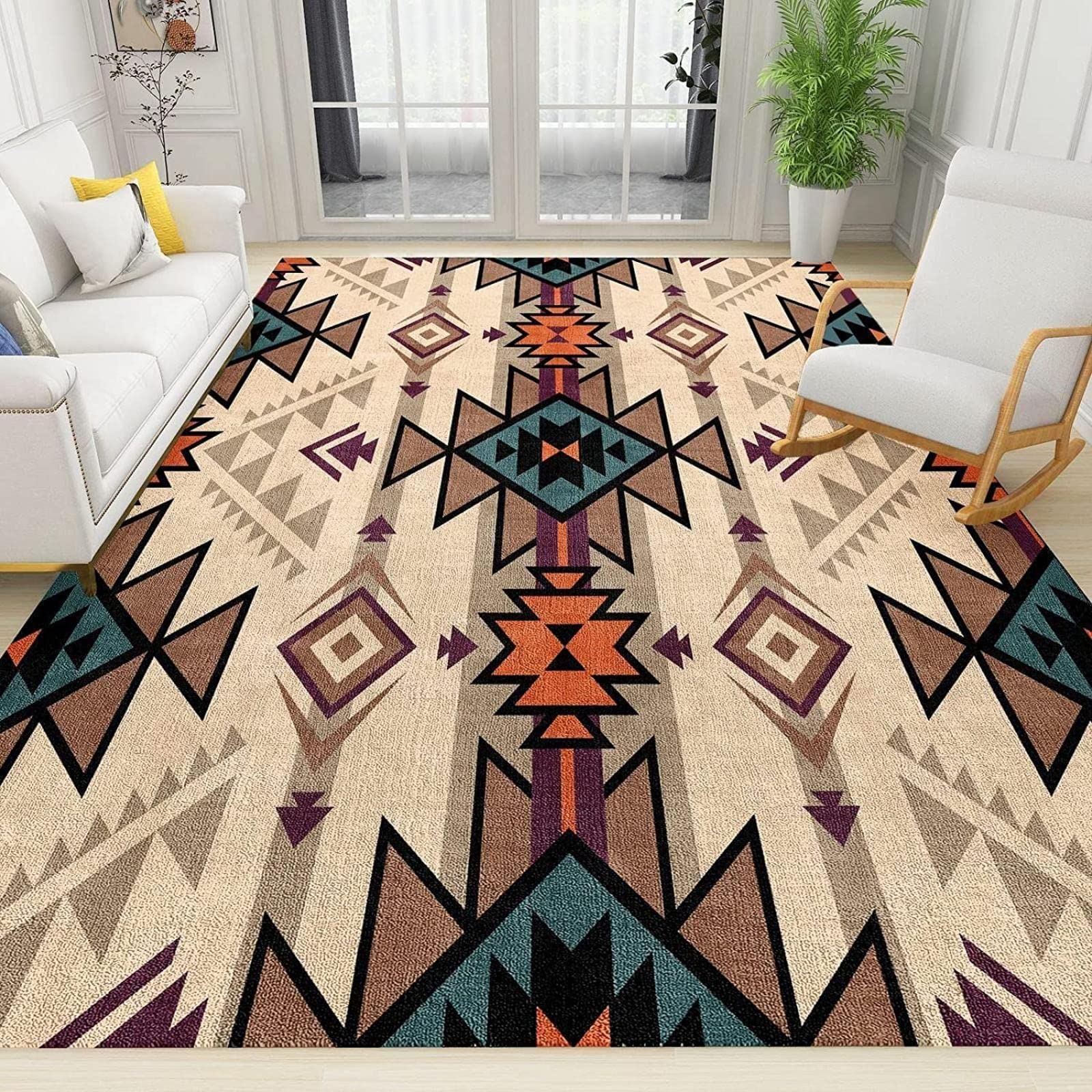 Nordic Modern Pink and White Marble Carpet for Living Room, Area Rugs 8x10ft, Boho Creative Rose Gold Geometric Library Rug, Soft Flannel with Anti-Slip Backing for Bedroom Room Boy Girl Room