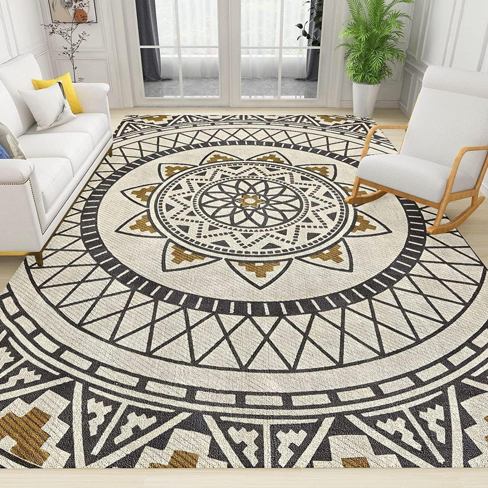 Nordic Modern Pink and White Marble Carpet for Living Room, Area Rugs 8x10ft, Boho Creative Rose Gold Geometric Library Rug, Soft Flannel with Anti-Slip Backing for Bedroom Room Boy Girl Room