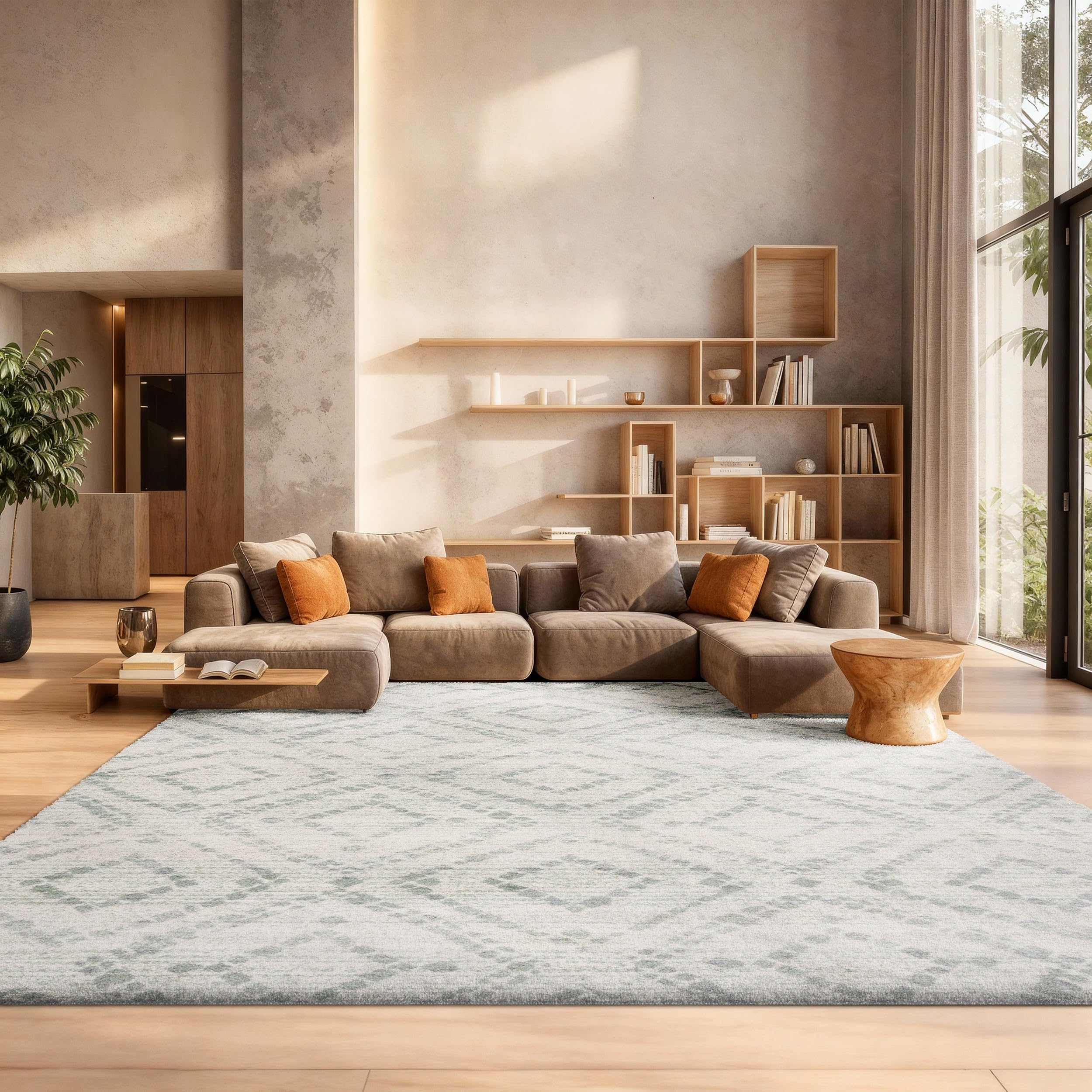 SAFAVIEH Area Rug 8x10 - Adirondack Collection - Large - Light Grey & Grey, Geometric Trellis Pattern, Non-Shedding & Easy Cleaning, Ideal for Living Room, Bedroom, Office, Dining Space (ADR131C)