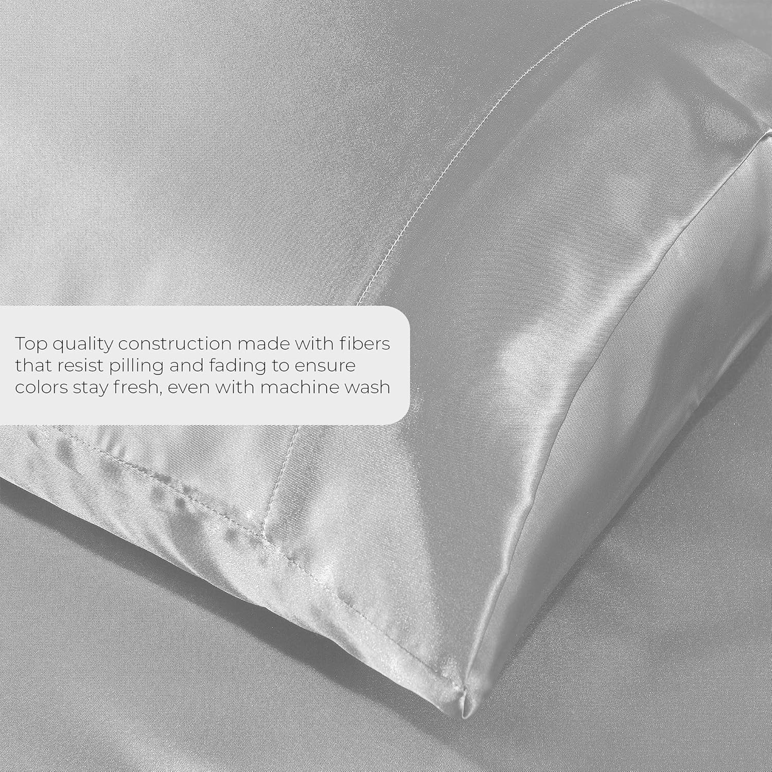 Satin Sheets King [4-Piece, Grey] Hotel Luxury Silky Bed Sheets - Extra Soft 1800 Microfiber Sheet Set, Wrinkle, Fade, Stain Resistant - Deep Pocket Fitted Sheet, Flat Sheet, Pillow Cases