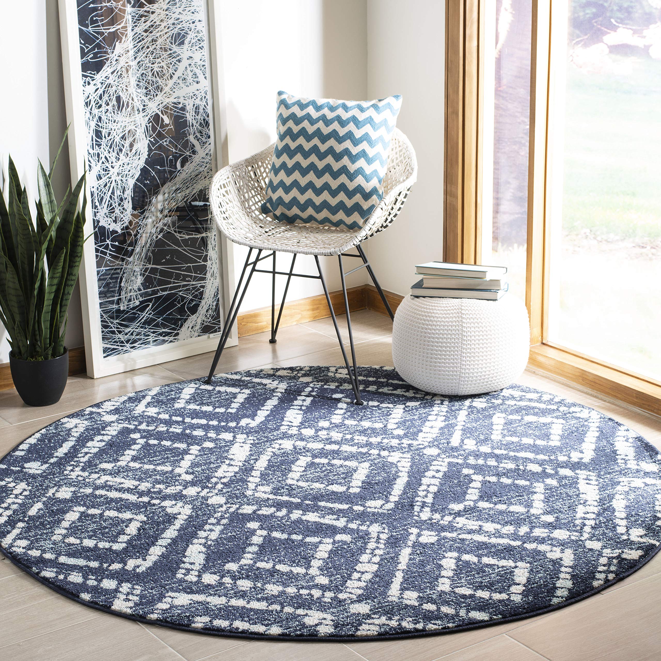 SAFAVIEH Area Rug 8x10 - Adirondack Collection - Large - Light Grey & Grey, Geometric Trellis Pattern, Non-Shedding & Easy Cleaning, Ideal for Living Room, Bedroom, Office, Dining Space (ADR131C)